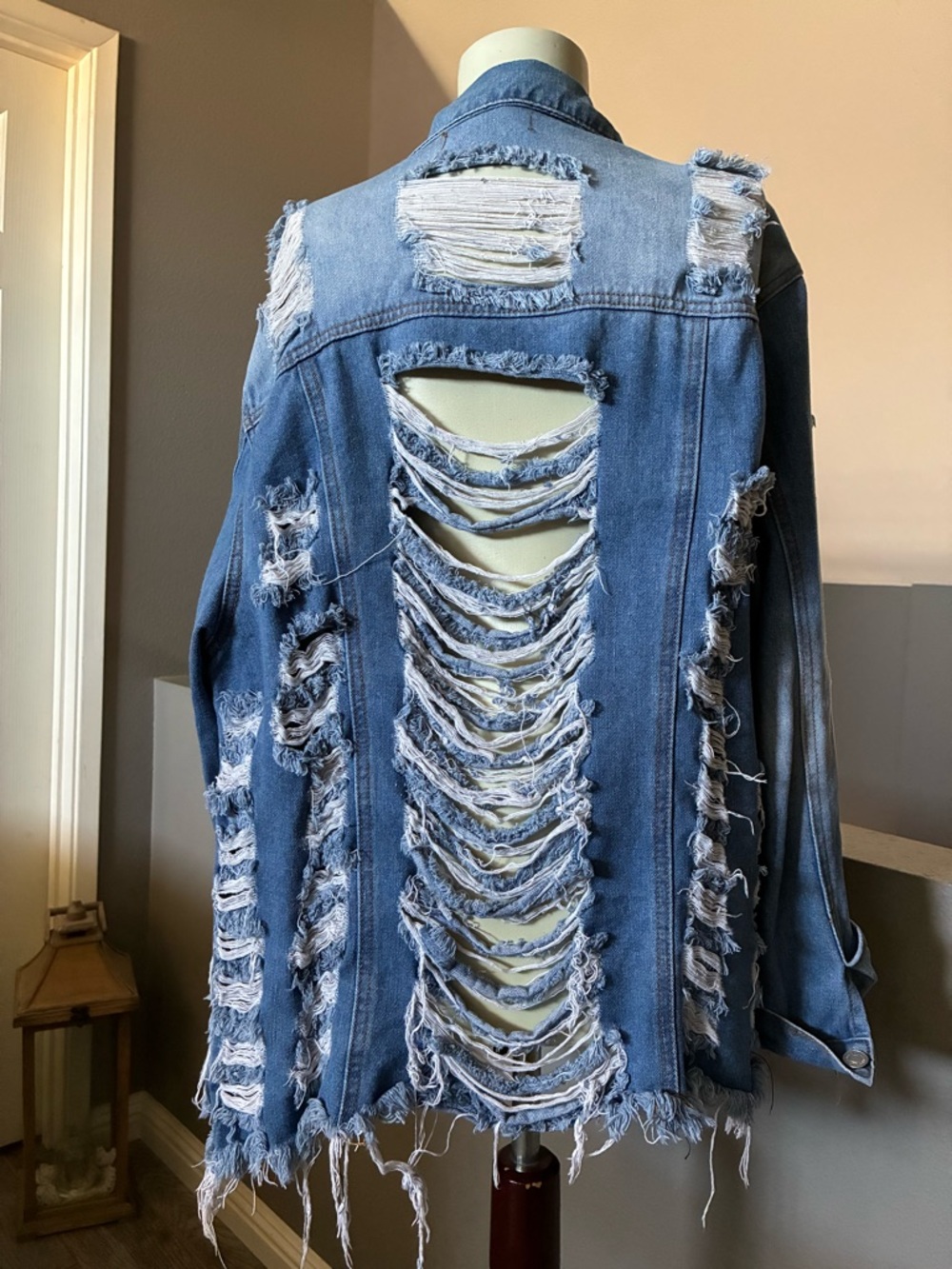 Distressed Denim Jacket Thrill Jeans 1X